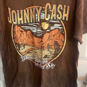 Johnny Cash Brown Graphic T-Shirt Size L NWOT